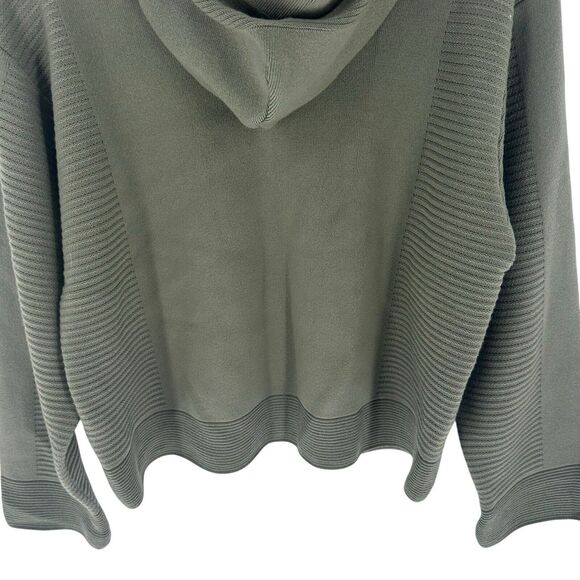 Pleats Please Issey Miyake Sweater Womens 3 Green Cardigan Hooded Zip Casual - Picture 9 of 13